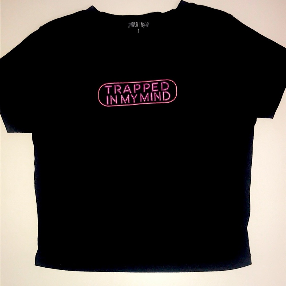 Dolls Kill Black and Pink Crop Top